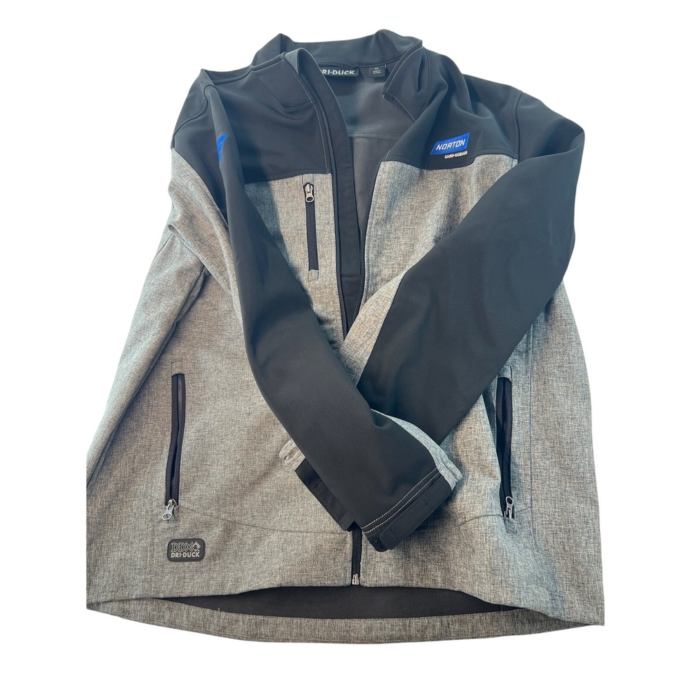 Norton Dri Duck Soft Shell Jacket Norton Logo Full Zip Gray‎ Black XL